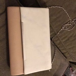 Bijoux terner clutch & crossbody white and tan